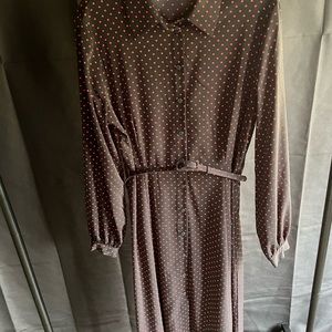 Eva Mendes NY&Co Black Collared Dress with Red Polka Dots